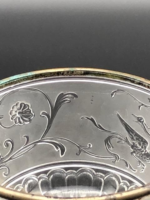 オールドバカラ　ジャポニズム　鳳凰デザインのクリスタル　花器