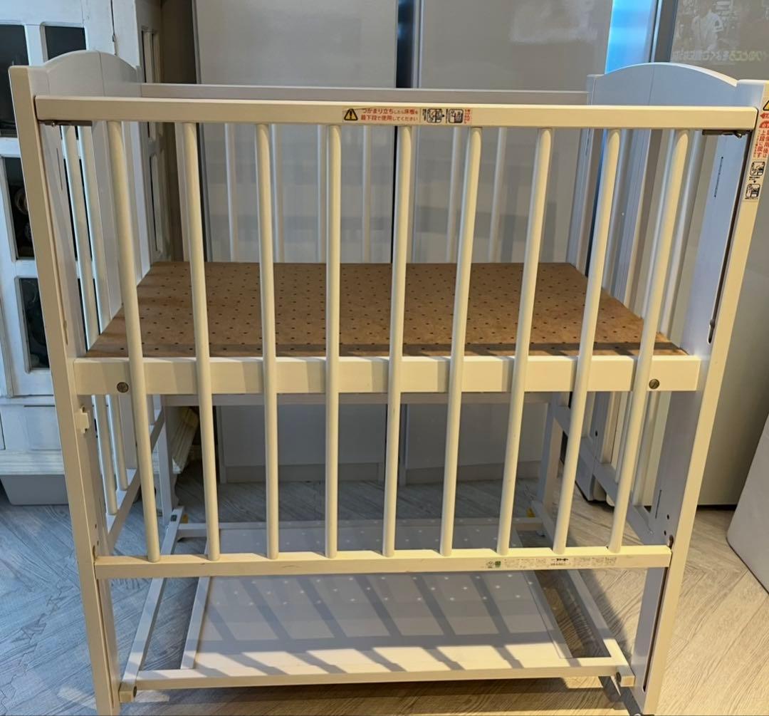 石崎家具　ワンタッチハイベッドプチ【ホワイト900×600】 ベビーベッド
