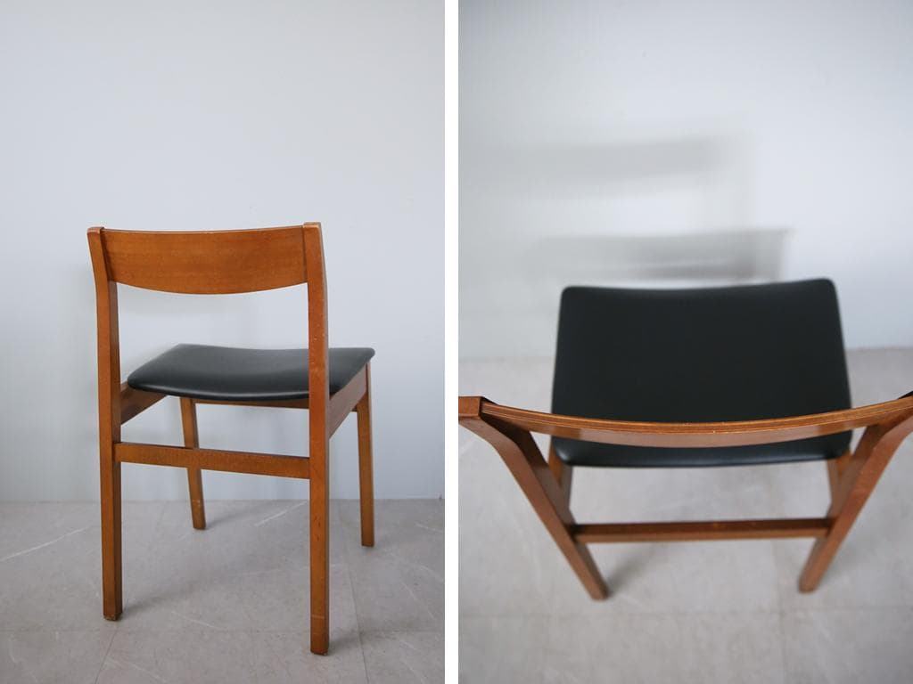 英国ヴィンテージチーク古木ダイニングチェア/椅子イス/モダン(92-259-3)