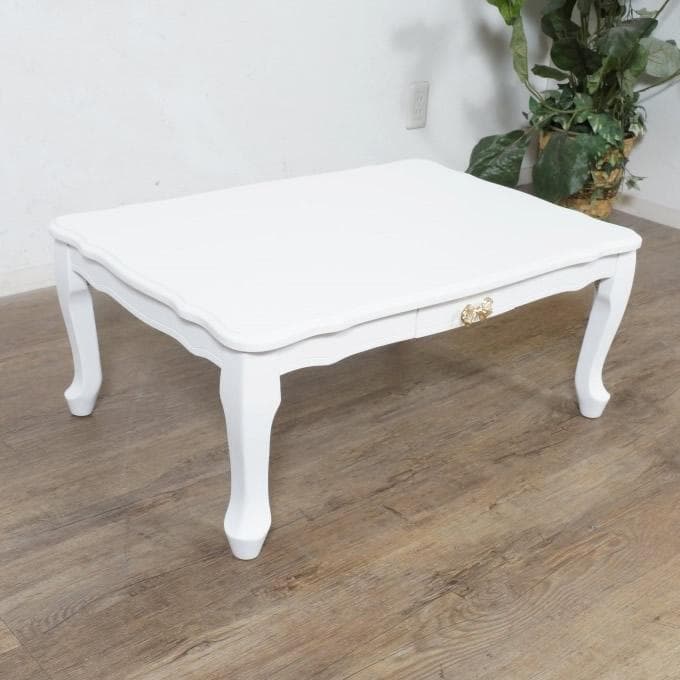 【新品】大人ガーリー　猫足 折りたたみ ローテーブル　リボン取っ手　姫系