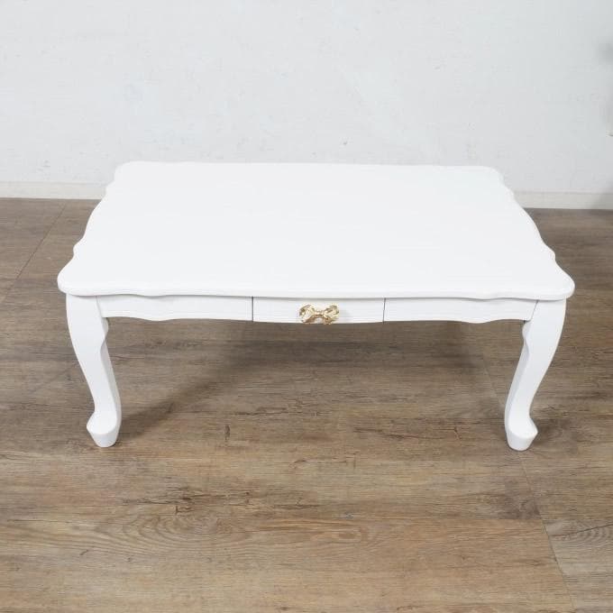 【新品】大人ガーリー　猫足 折りたたみ ローテーブル　リボン取っ手　姫系