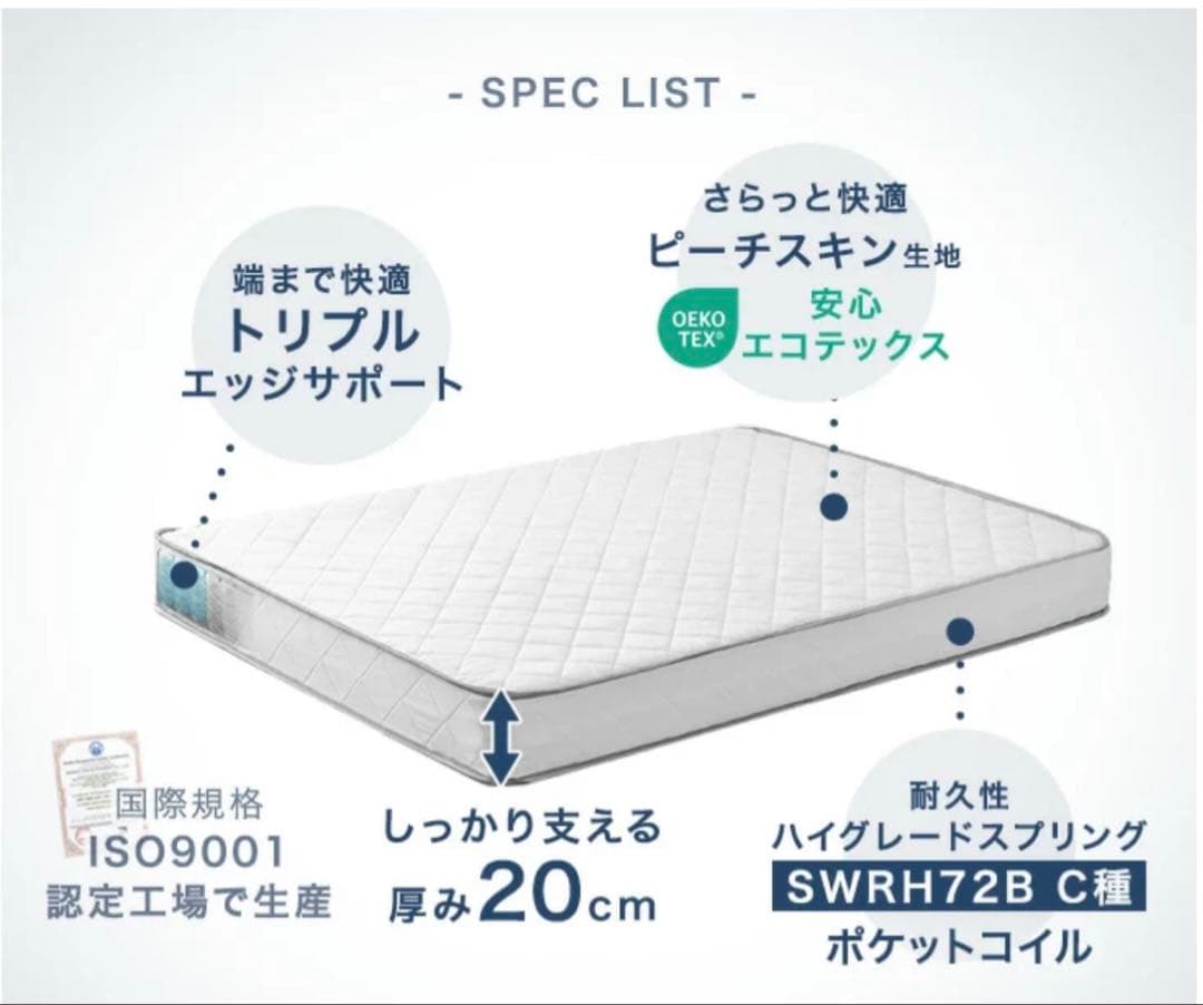 【新品・未使用】マットレス　クイーン