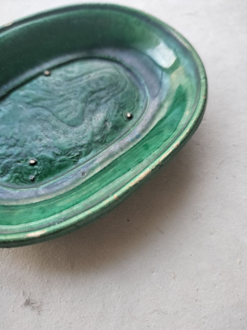 珉平焼｜５枚セット 龍文 小判型 小皿 オーバル 淡路