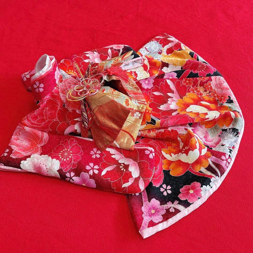 即納✨犬の着物 犬用大振袖 S 大振袖 犬服 赤系 お引き摺り