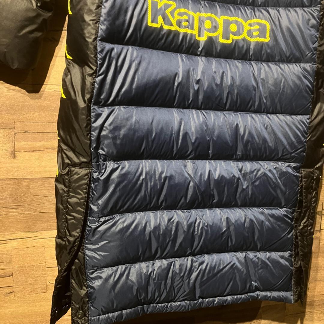 kappa　カッパ　ベンチコート　ダウン80%　紺/黒/黄/フード　サイズM