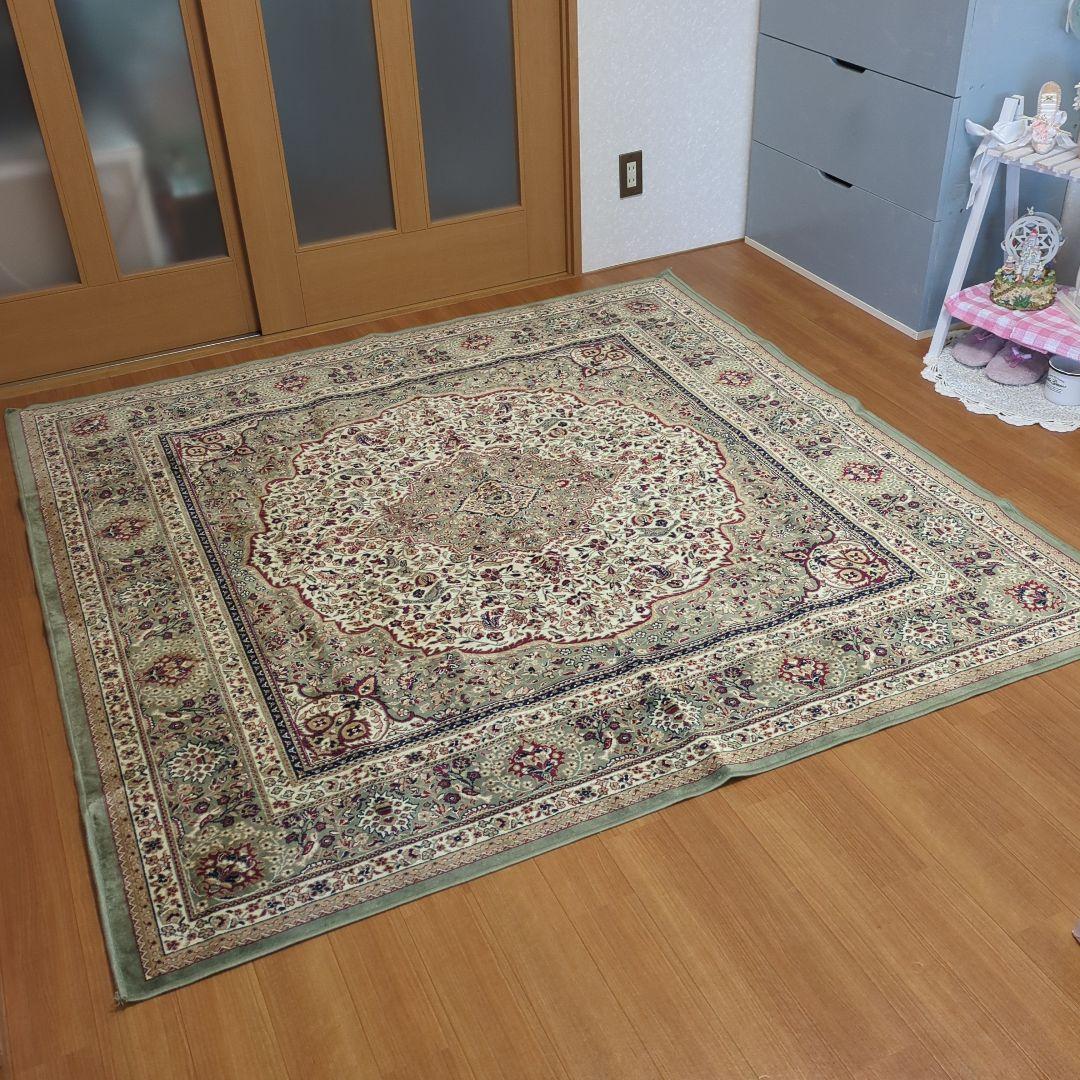 ⭐おしゃれなペルシャ風絨毯　メダリオン柄185×185cm