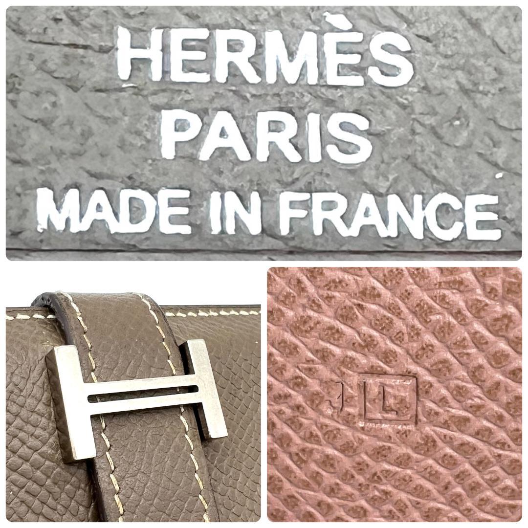 【極美品】エルメス ベアンミニ カードケース エトゥープ 名刺入れ A765