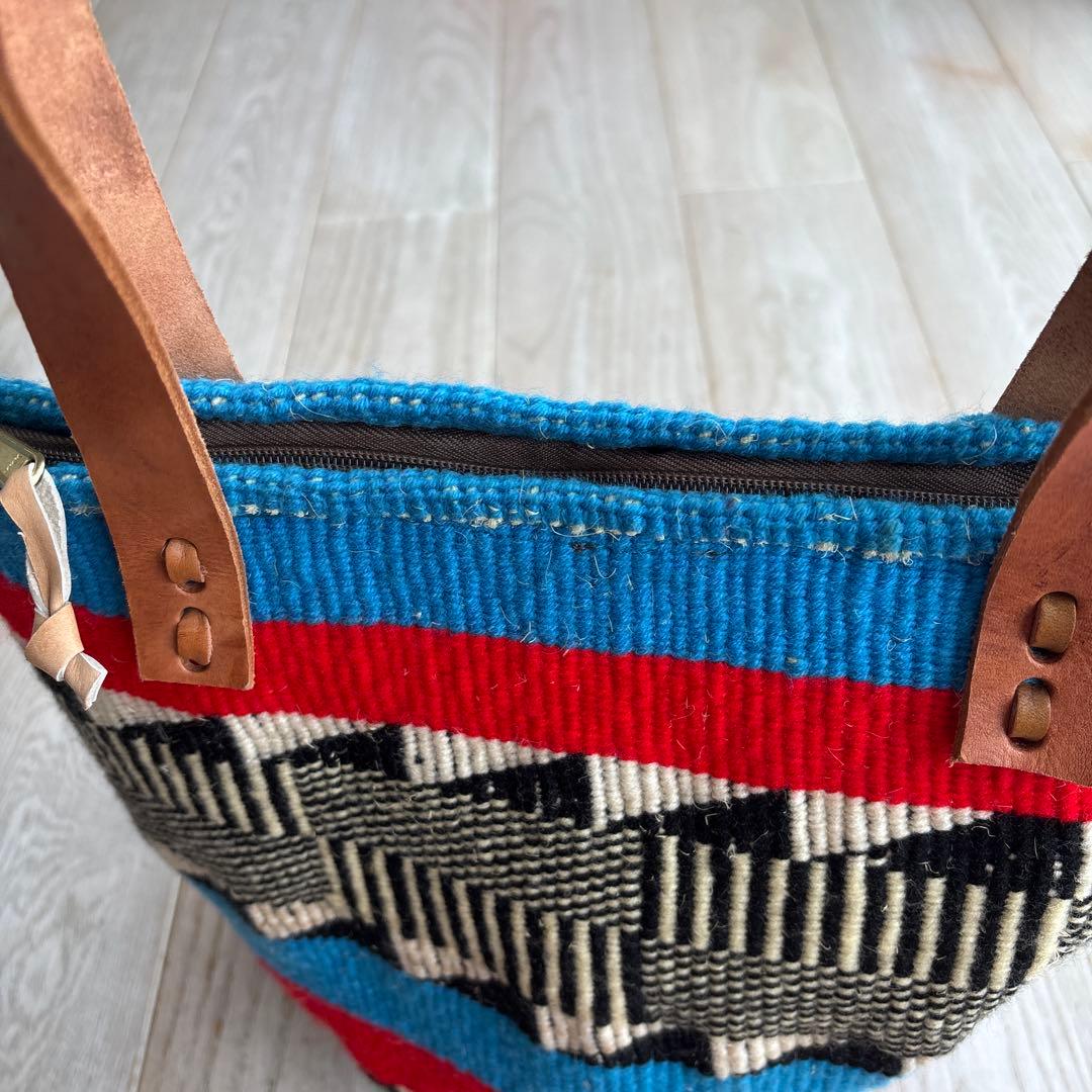 Ruise B ケニア　オリジナルバッグ幾何学模様　チャック付きサイザルバッグ