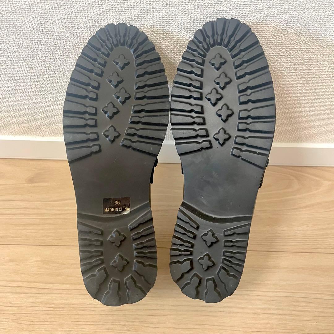 極美品 Mazell 厚底ビットローファー 36 黒 バンヤードストーム 軽量