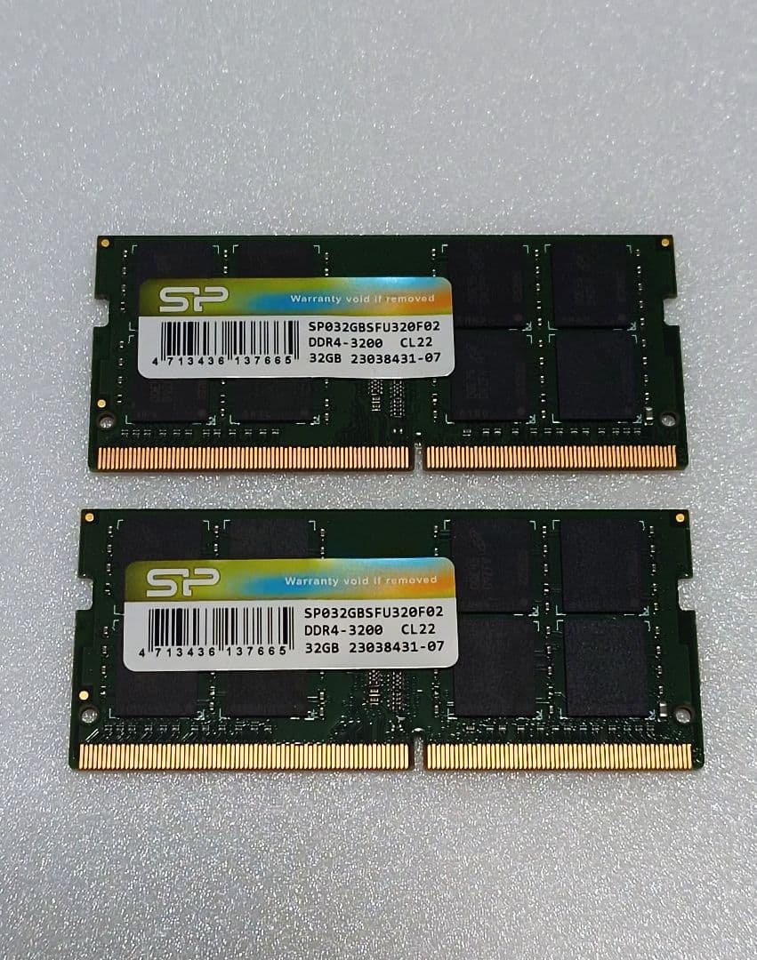 SP DDR4 32×2 64GB 3200 メモリ SO-DIMM 動作確認済