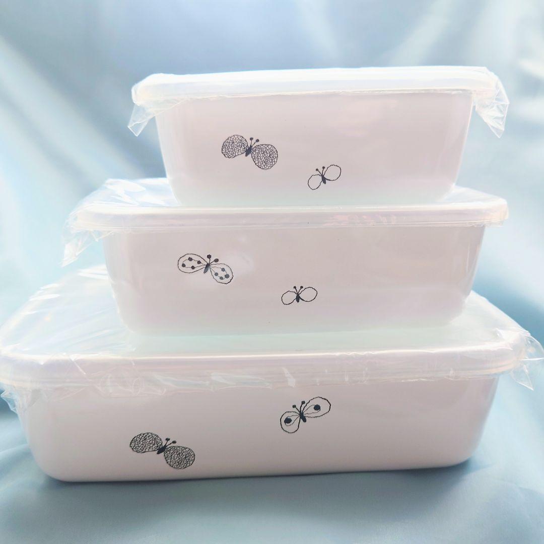 ミナペルホネン 野田琺瑯 レクタングル深型 SML3点セット choucho