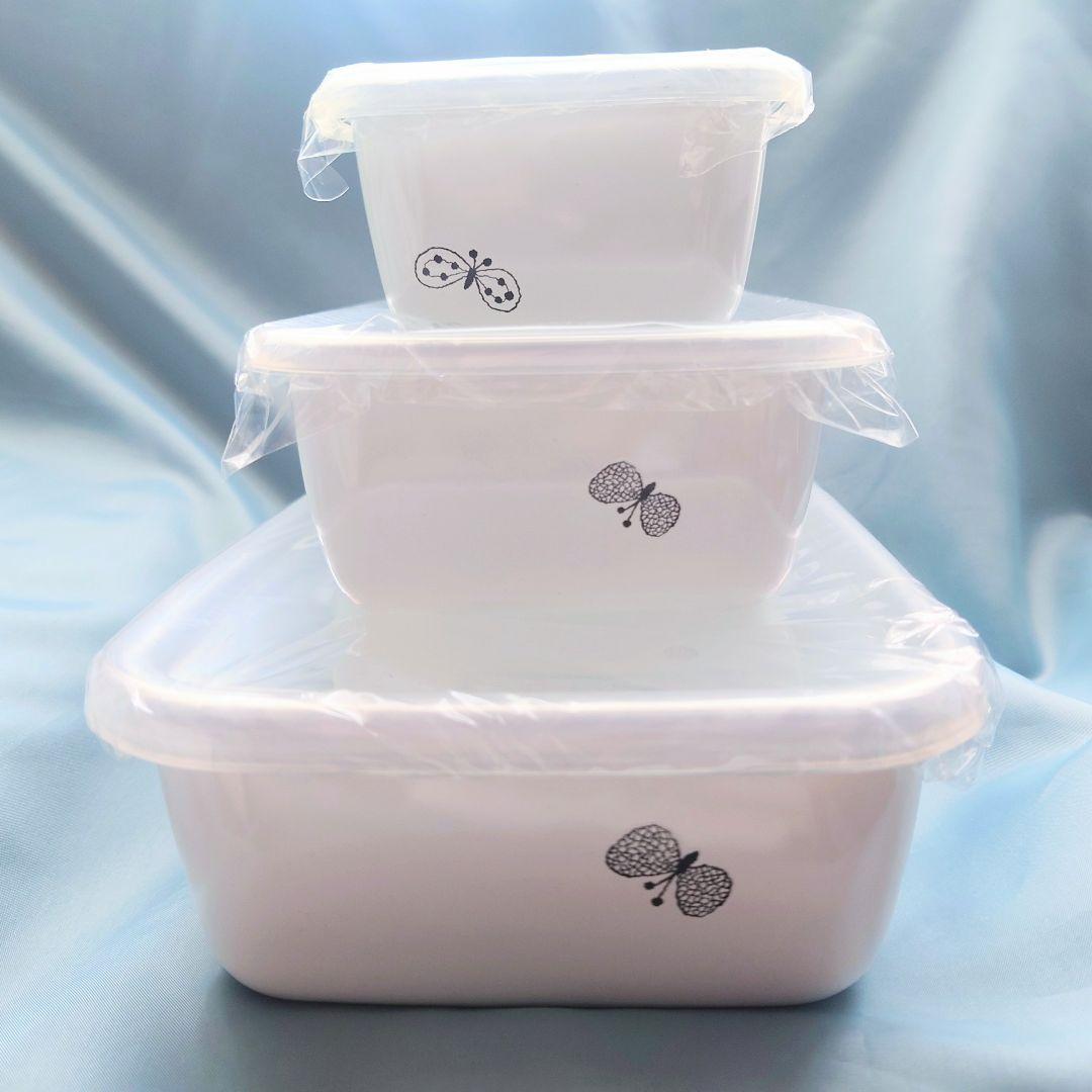 ミナペルホネン 野田琺瑯 レクタングル深型 SML3点セット choucho