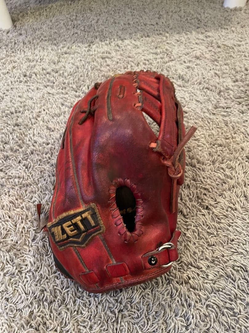 ZETT PROSTATUS 野球グローブ 赤 レザー 収納袋付き