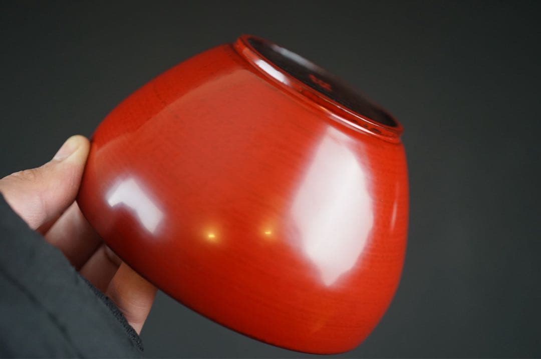 角偉三郎 作 朱 椀 六つ星 最晩年作 希少作 紙箱 共布 茶懐石道具 汁椀