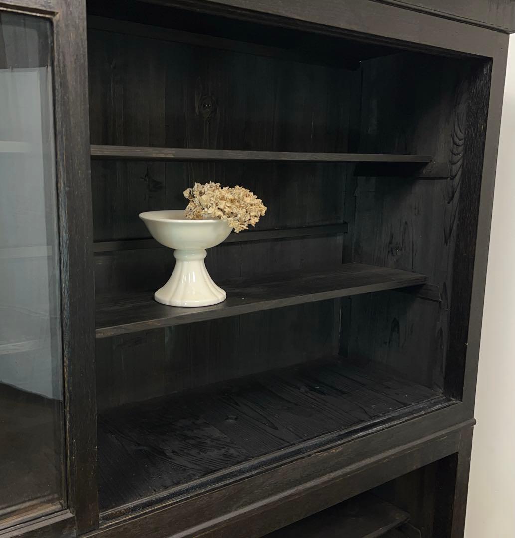 大型　水屋箪笥　ガラス棚　M079　古道具　古家具　ビンテージ　アンティーク