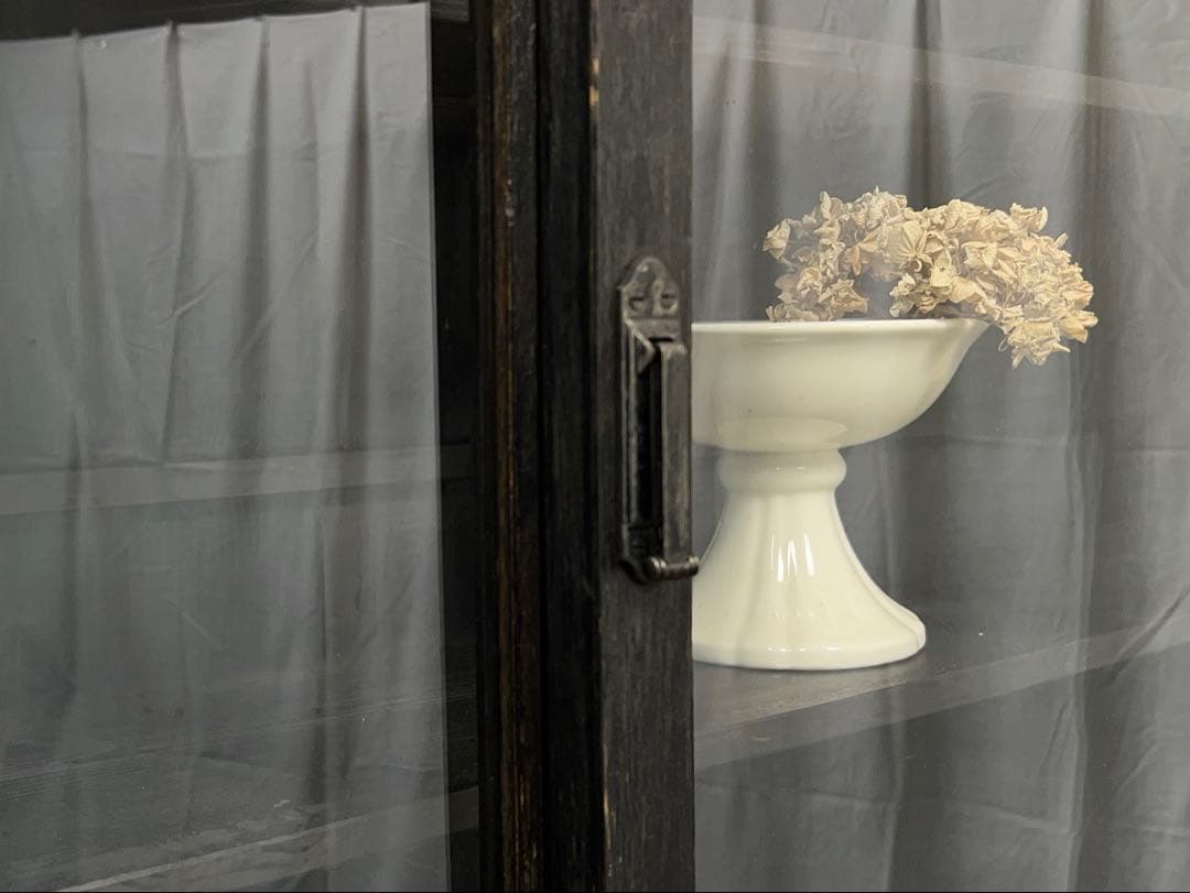 大型　水屋箪笥　ガラス棚　M079　古道具　古家具　ビンテージ　アンティーク