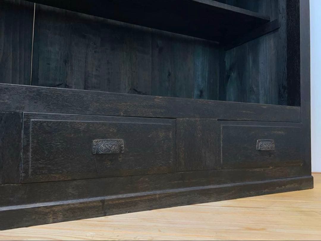 大型　水屋箪笥　ガラス棚　M079　古道具　古家具　ビンテージ　アンティーク