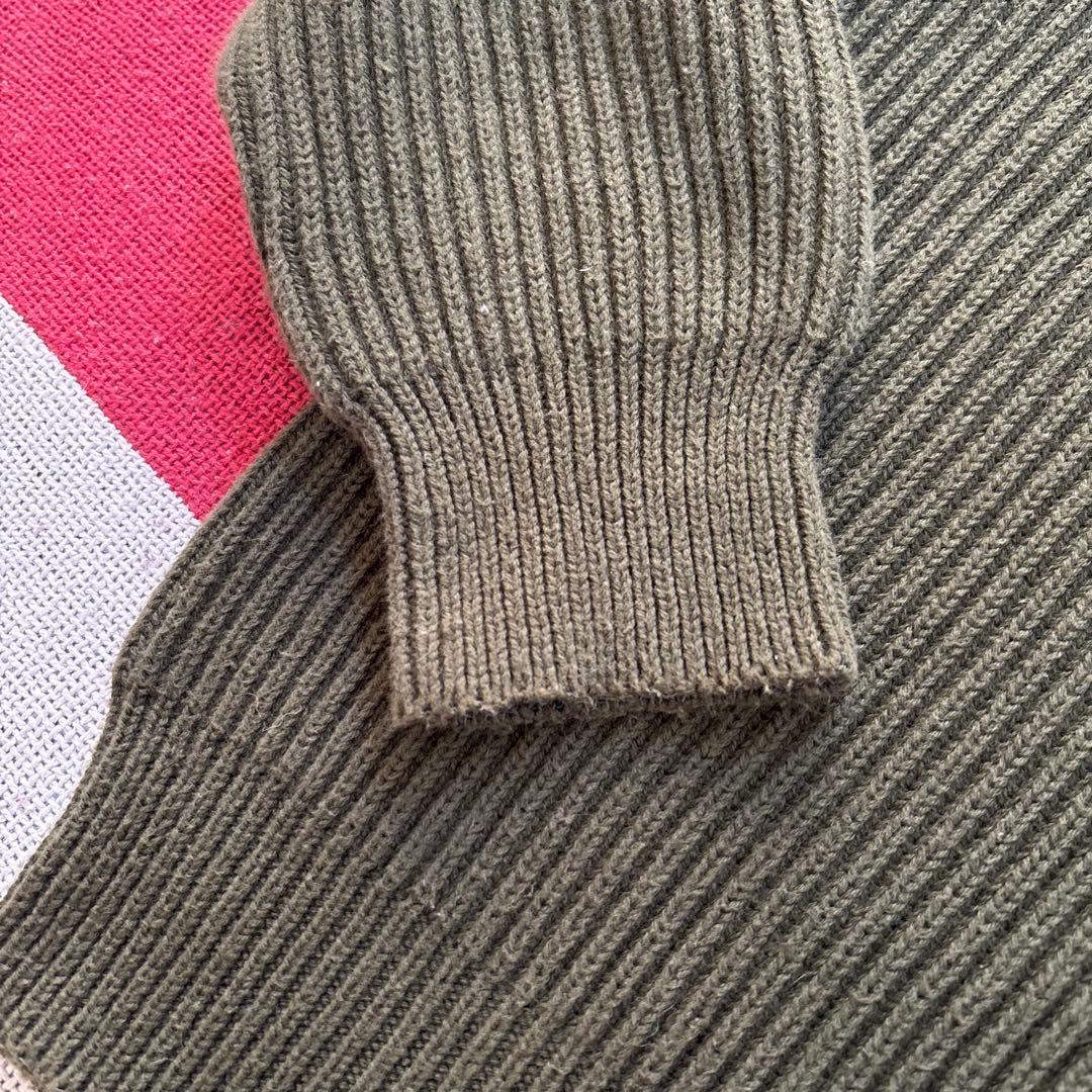 L.L.Bean コットンニット 畦編み リプ編みセーター オリーブ L-XL