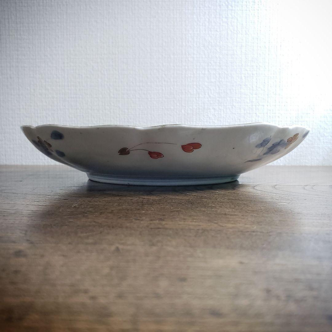 大皿　古伊万里　色絵付け　鳳凰　江戸　金継ぎ　漆直し　唐花草　7寸皿