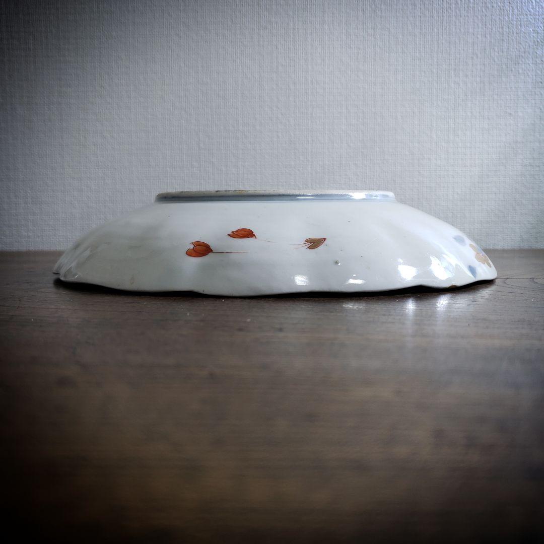 大皿　古伊万里　色絵付け　鳳凰　江戸　金継ぎ　漆直し　唐花草　7寸皿