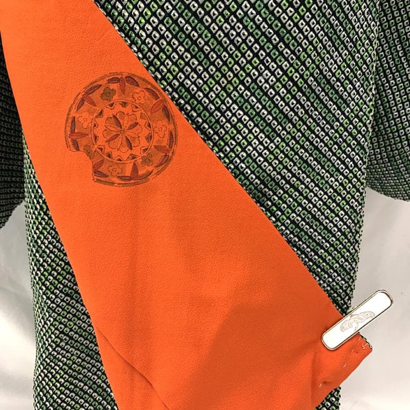 504ag38, 帯揚げ帯締めしごき□七五三 七歳 女児 着物&袋帯 総絞り