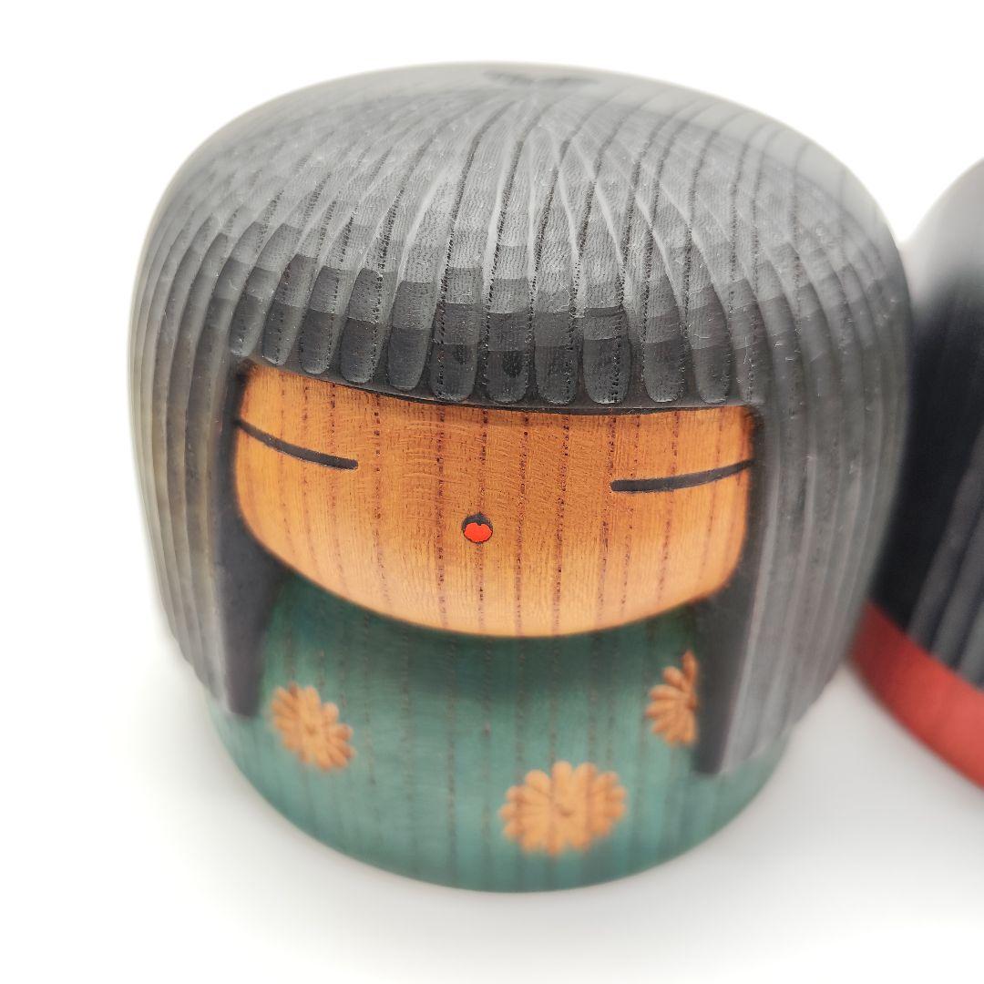 希少 山中三平 作 創作こけし 2体セット 陽春 お雛様 ひな祭り 梅の花