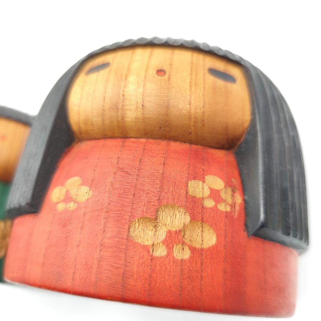 希少 山中三平 作 創作こけし 2体セット 陽春 お雛様 ひな祭り 梅の花