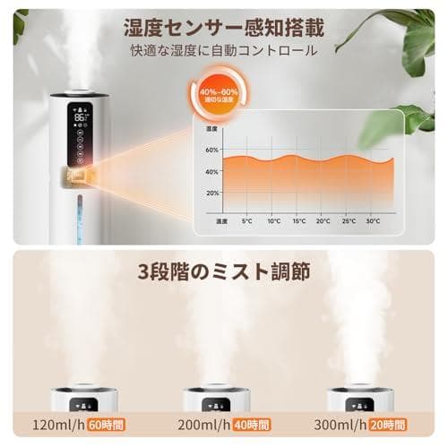 加湿器 大容量 8.0L 上から給水 タワー式 静音 超音波加湿器. 40畳 省