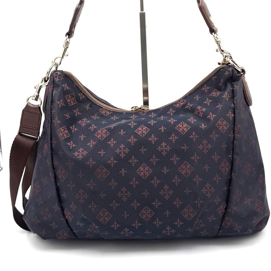 【美品】ラシット 2WAY ショルダーバッグ モノグラム ナイロン×レザー