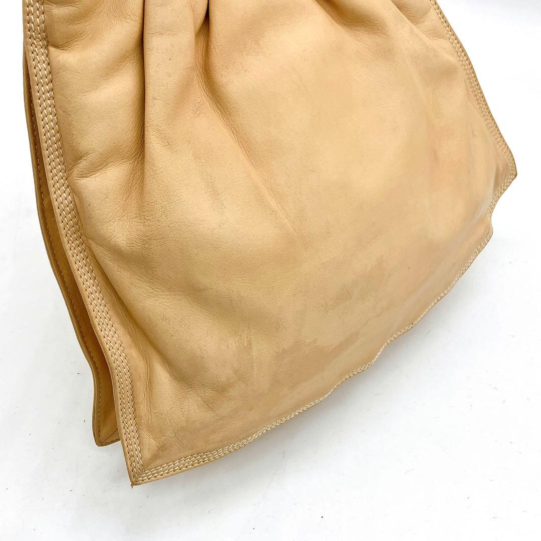 【LOEWE】ハンドバッグ　アナグラム　ノットハンドル　レザー　ベージュ