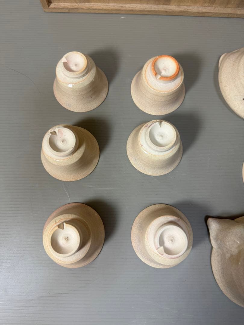 2202 萩焼　十一代　大和松雁　茶器セット　宝瓶1客　湯冷し1客　湯呑5客