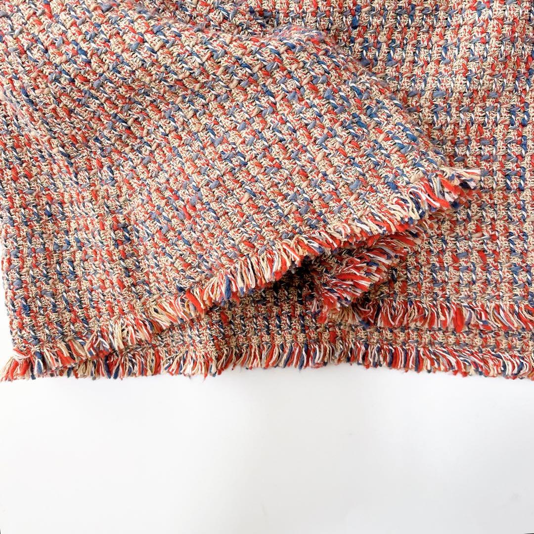 美品⁑45rpm コットンツイードロングワンピース　Aライン　フリンジ　レッド