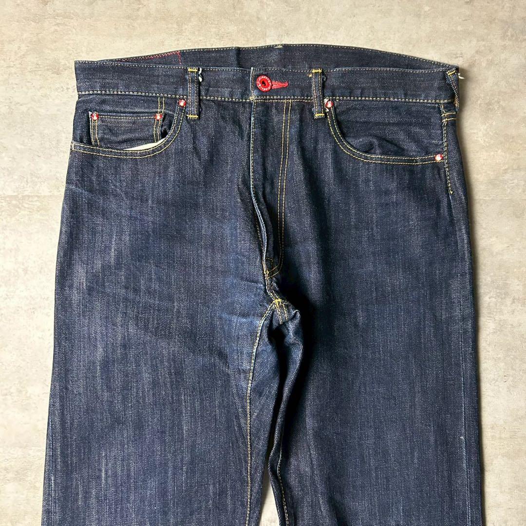 美品 CUNE デニムパンツ 36インチ 2連ウサギ リジットデニム 濃紺