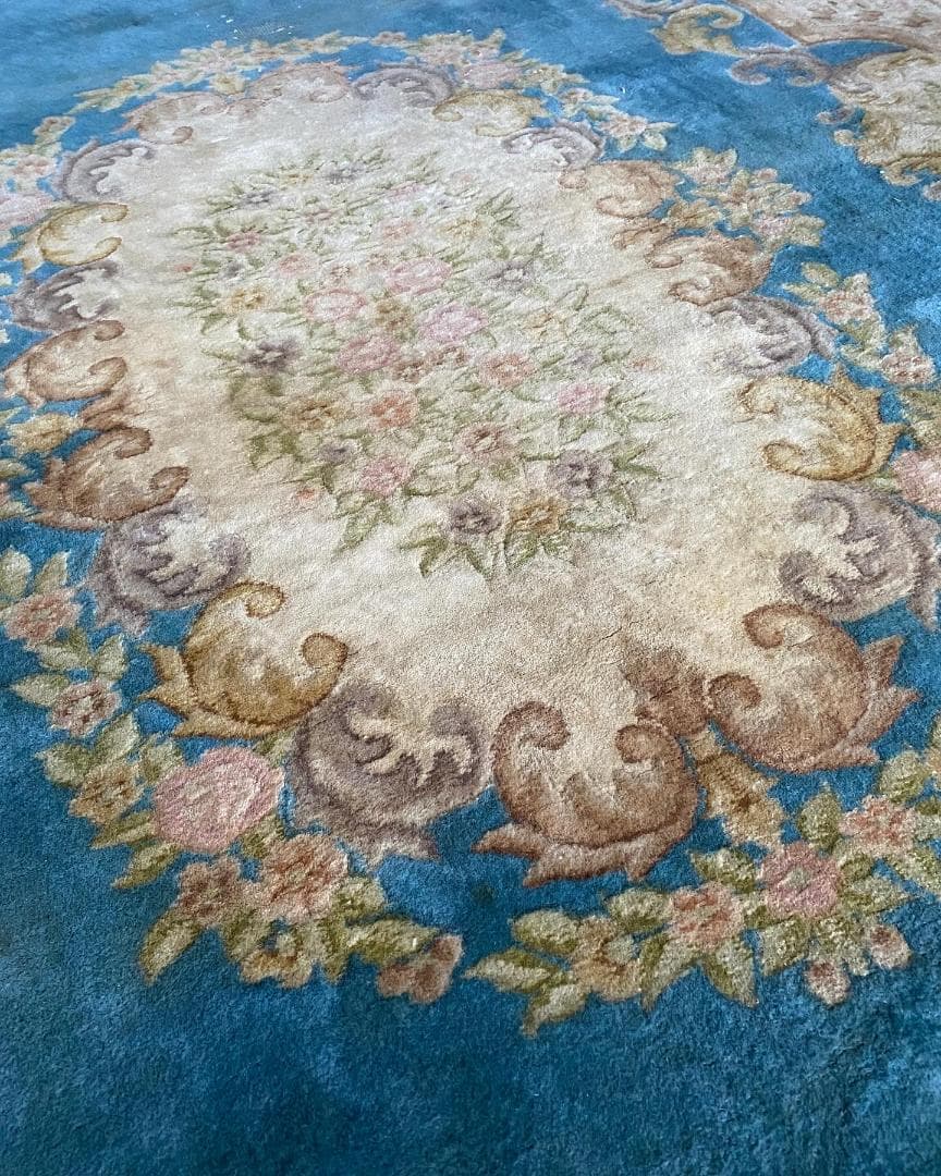 フランスアンティーク　段通　ラグ　大判