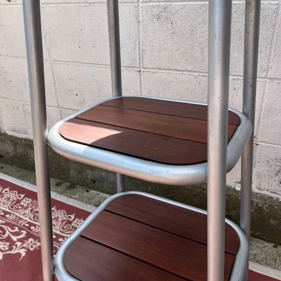 高強度 古家具◾️パイプフレーム×木製天板 3段 飾り台 ディスプレイ台 花台