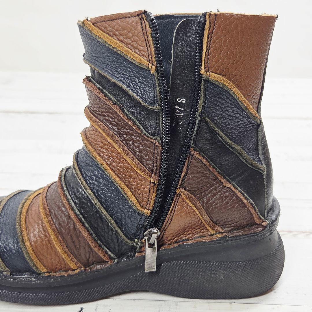 【人気】Estacion エスタシオン ショートブーツ シュリンクレザー S