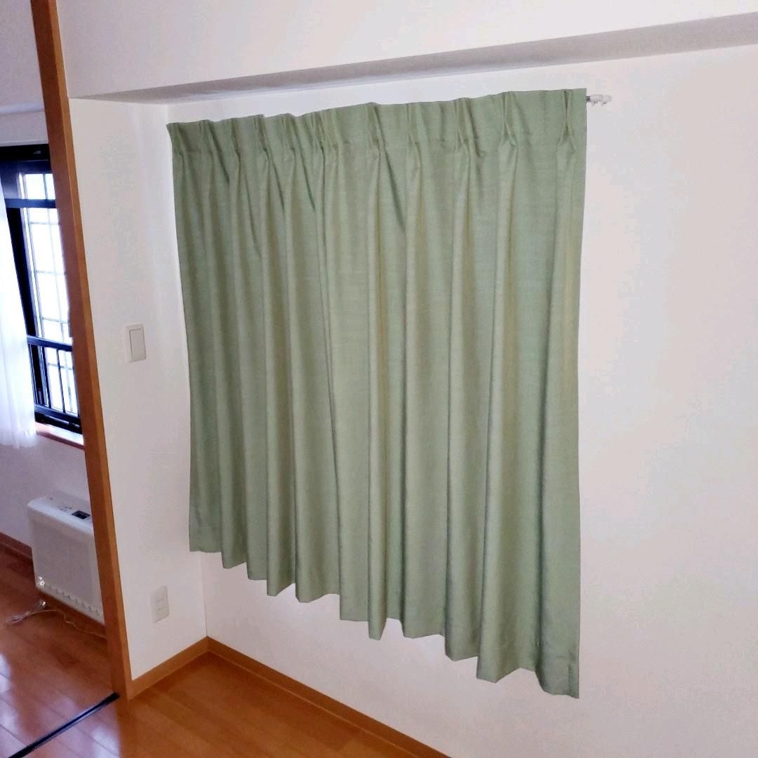 ★【美品】絶妙カラーの裏地付きカーテン ACTUS/グリーン①★