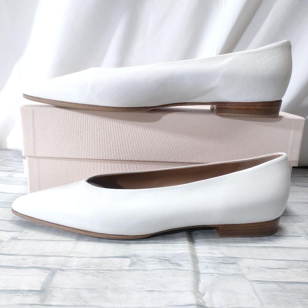 未使用品✨ペリーコ　DAMA　レザーフラットパンプス　白　38　保存袋付き