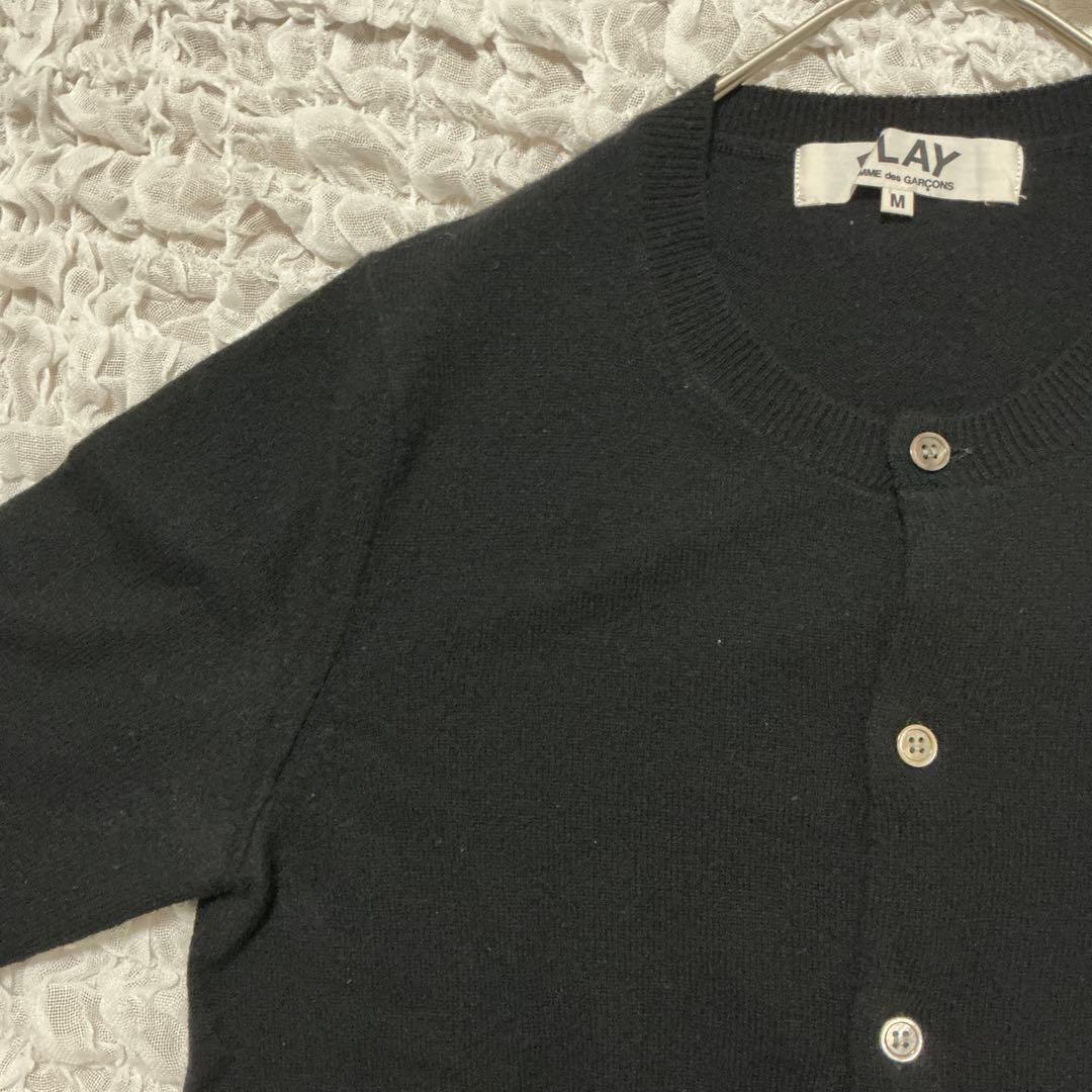 プレイコムデギャルソン　ニットカーディガン　クルーネック　ブラック　黒　M