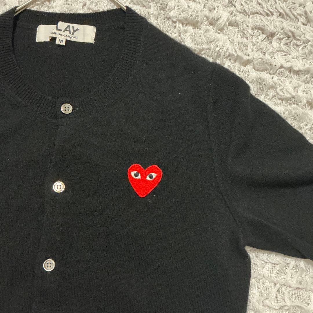 プレイコムデギャルソン　ニットカーディガン　クルーネック　ブラック　黒　M