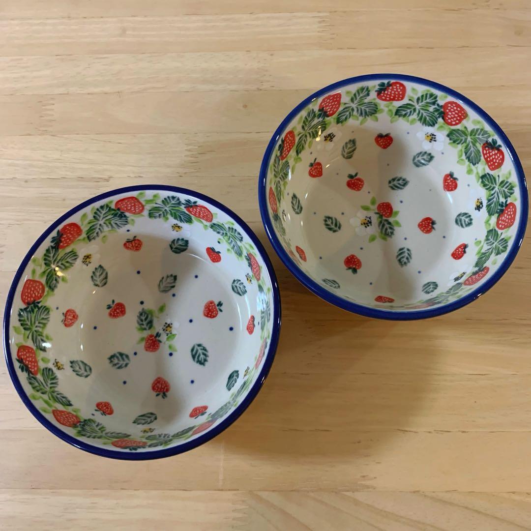 ポーリッシュポタリー ツェラミカアルティスティッチナ いちご ボウル 2個セット