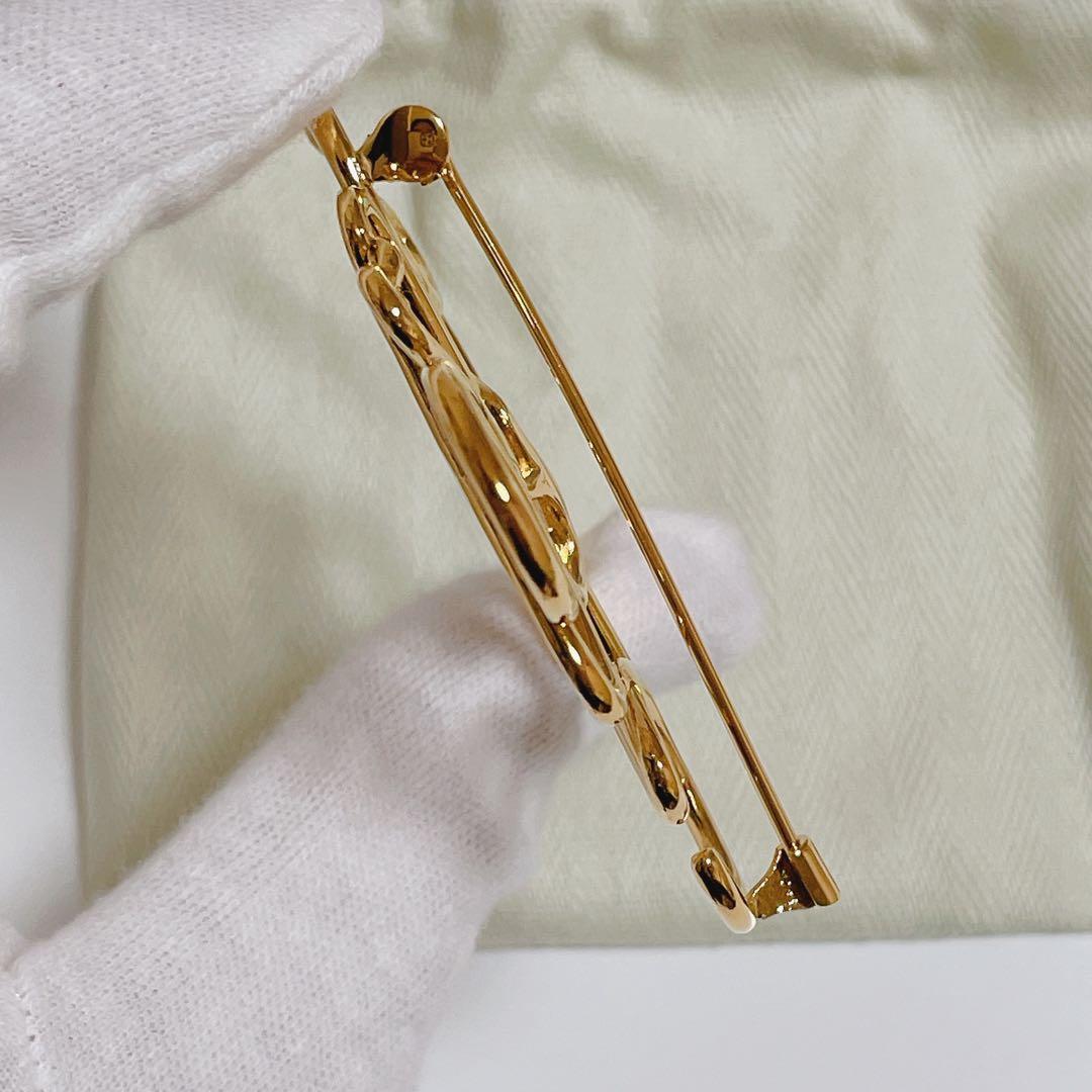 【美品】LOEWE アナグラム ブローチ ゴールド