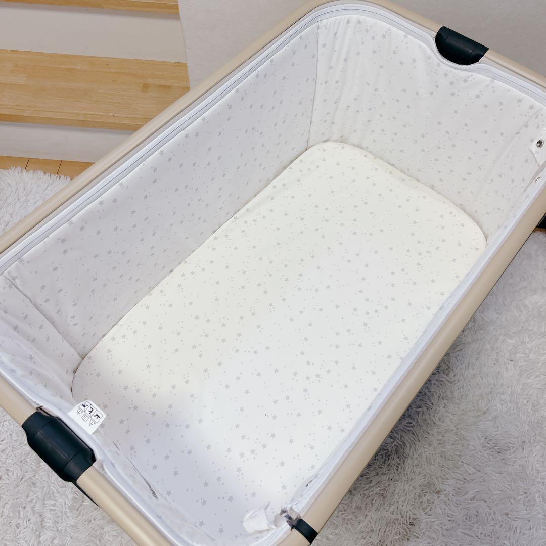 HZDMJベビーベッド 折りたたみ式 付属品完備 説明書 収納袋付　カバー洗濯済