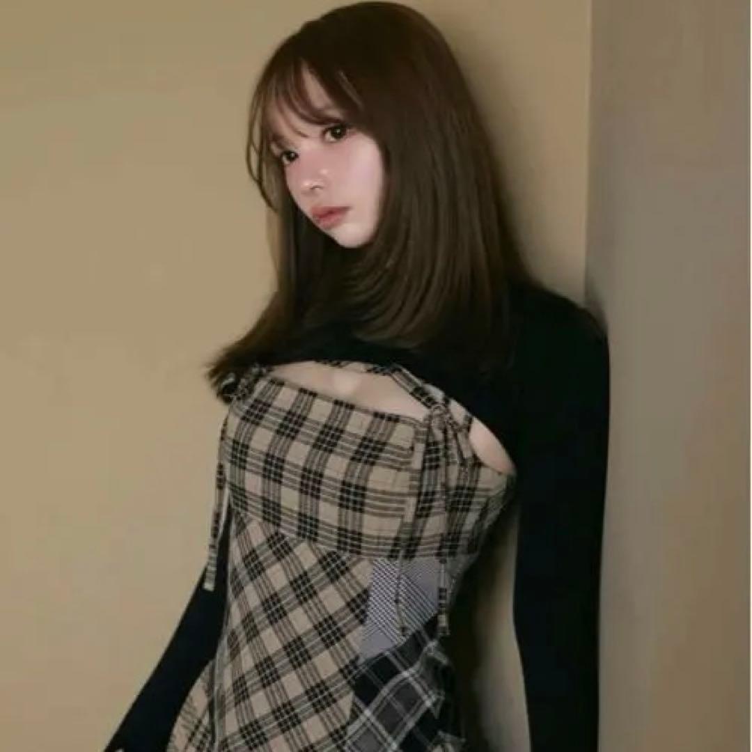 ワンピース ANDMARY Nadia check long dress Beige