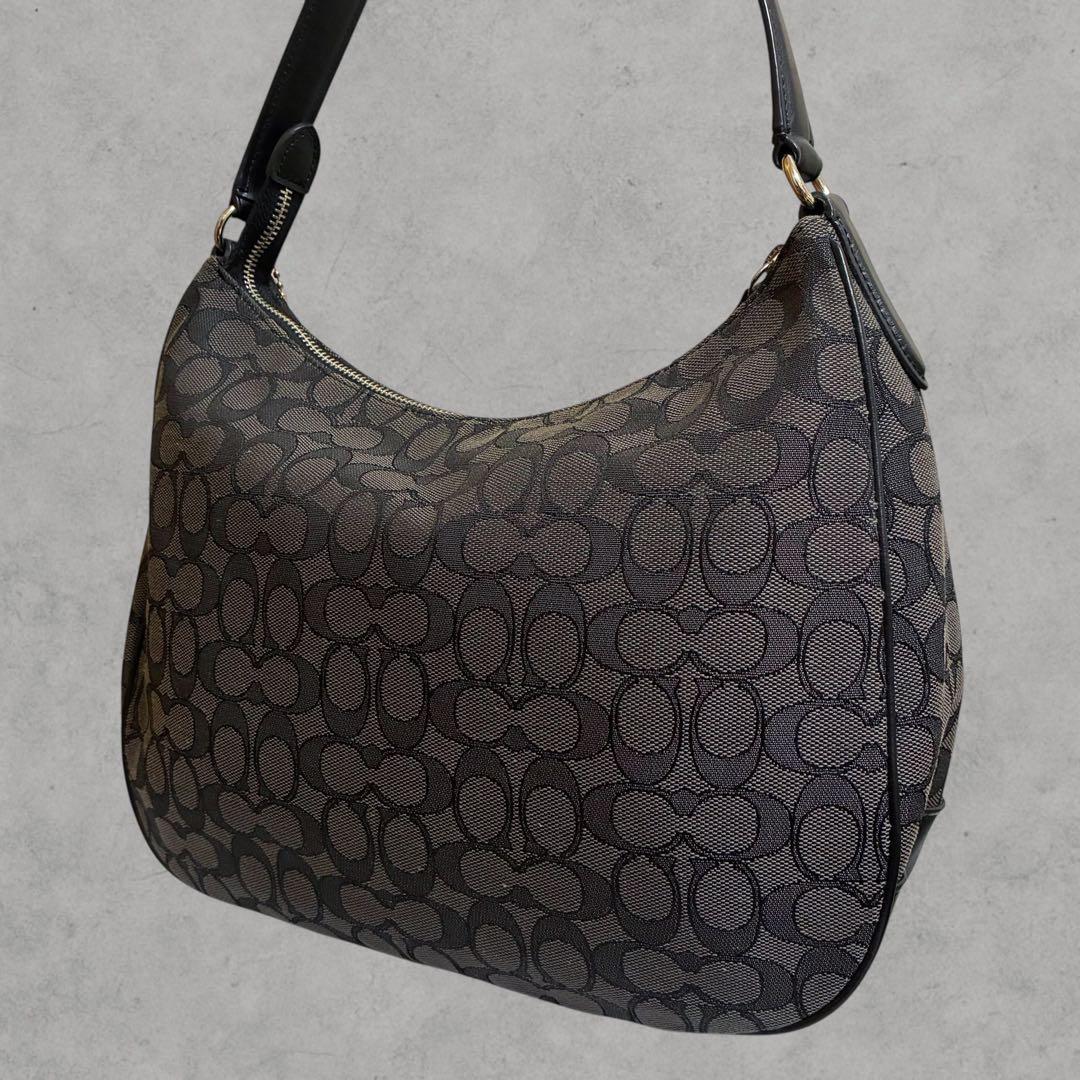 極美品 COACH コーチ シグネチャー ホーボー ハンドバッグ ワンショルダー