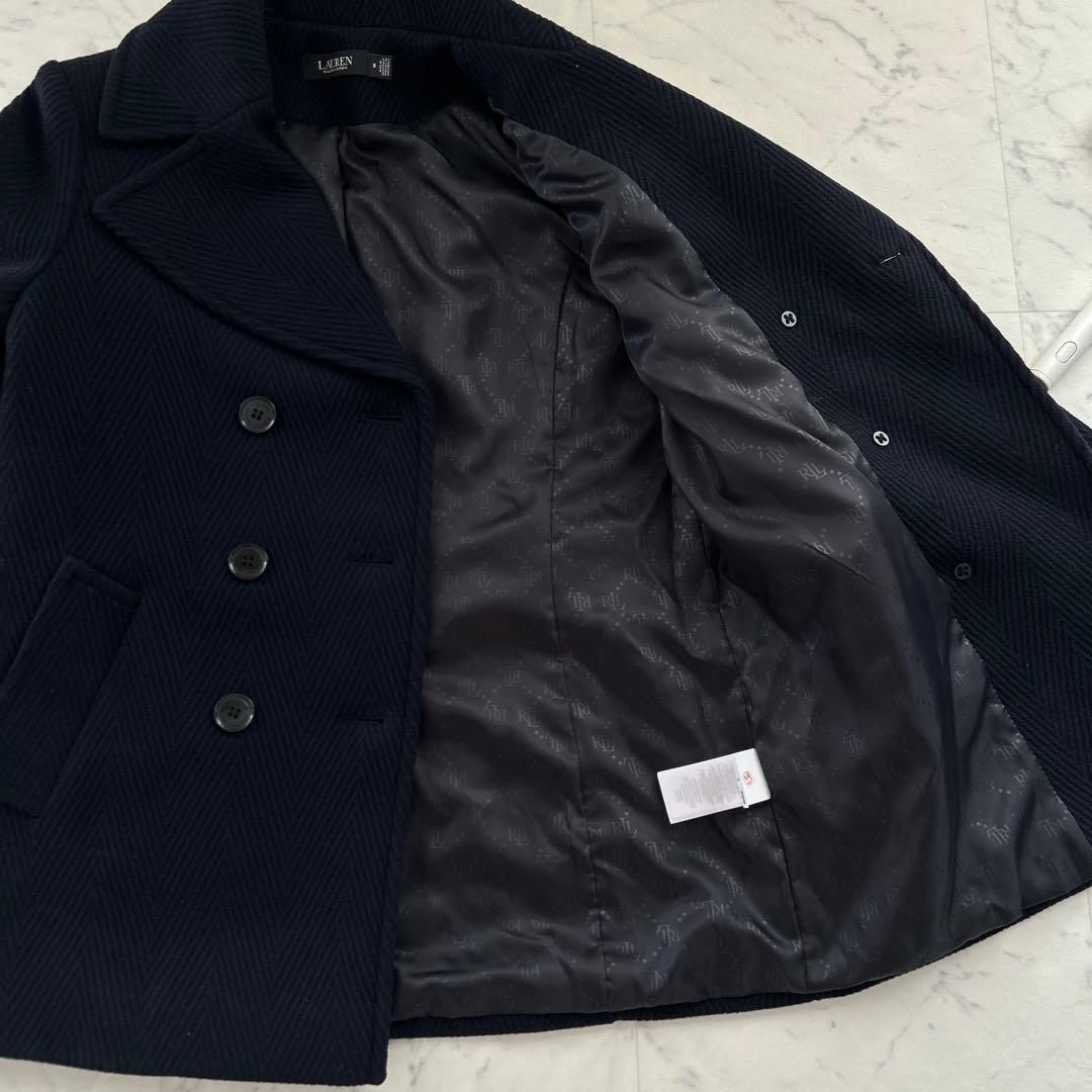 LAUREN RALPH LAUREN ヘリンボーン柄 ダブルブレスト コート