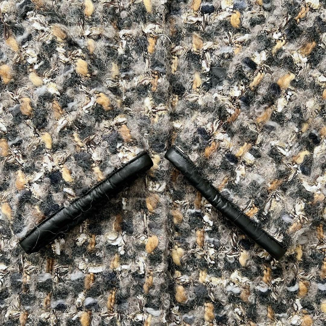 allureville　ツイードノーカラーコート　ジャケット　金ボタン　2