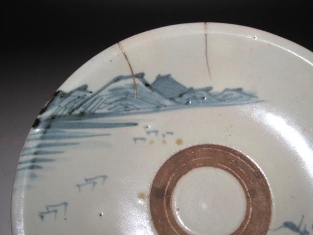 ★　初期伊万里　山水文中皿　山下朔郎極めがございます★x524