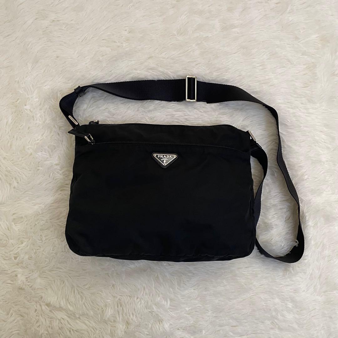 極美品 PRADA ショルダーバッグ カメラバッグ ナイロン レザー ブラック