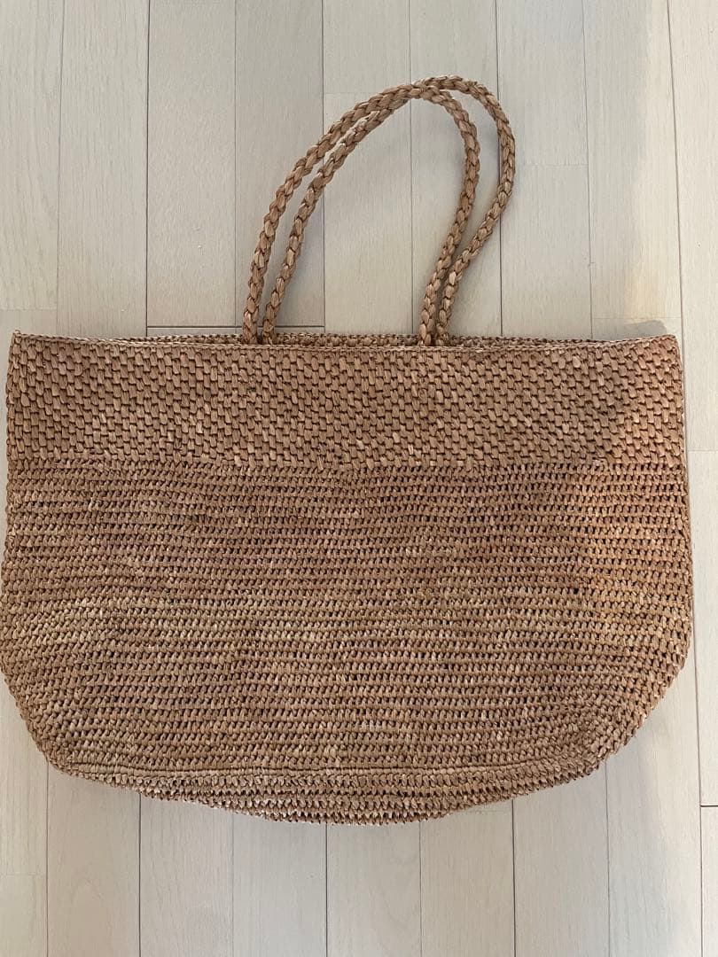 【今季販売終了品】北欧暮らしの道具店　ラフィアのトートバッグ（横長）